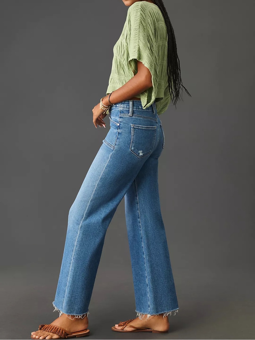 PAIGE Light Blue High-Rise Wide Leg Jeans - Picture 5 of 13